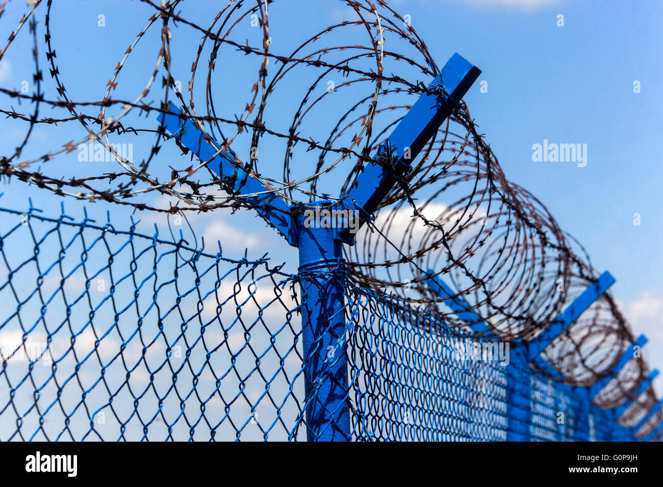 Razor wire, A security fence Stock Photo
