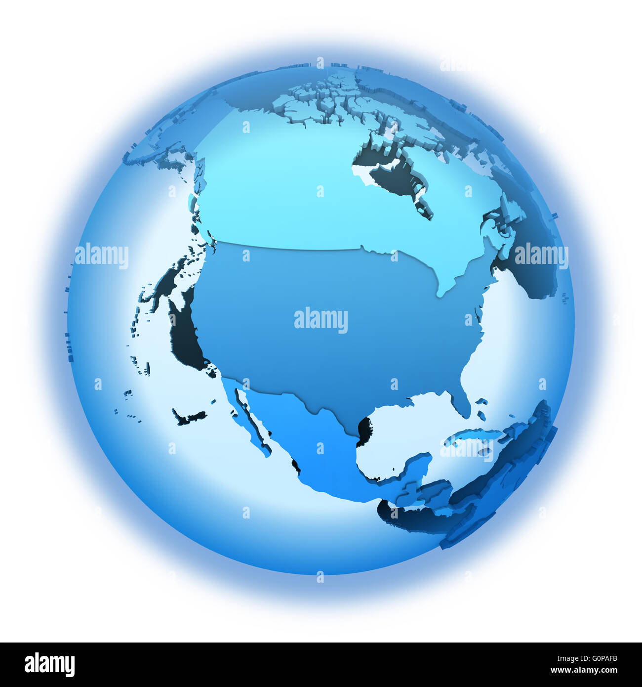 North America on translucent model of planet Earth with visible ...
