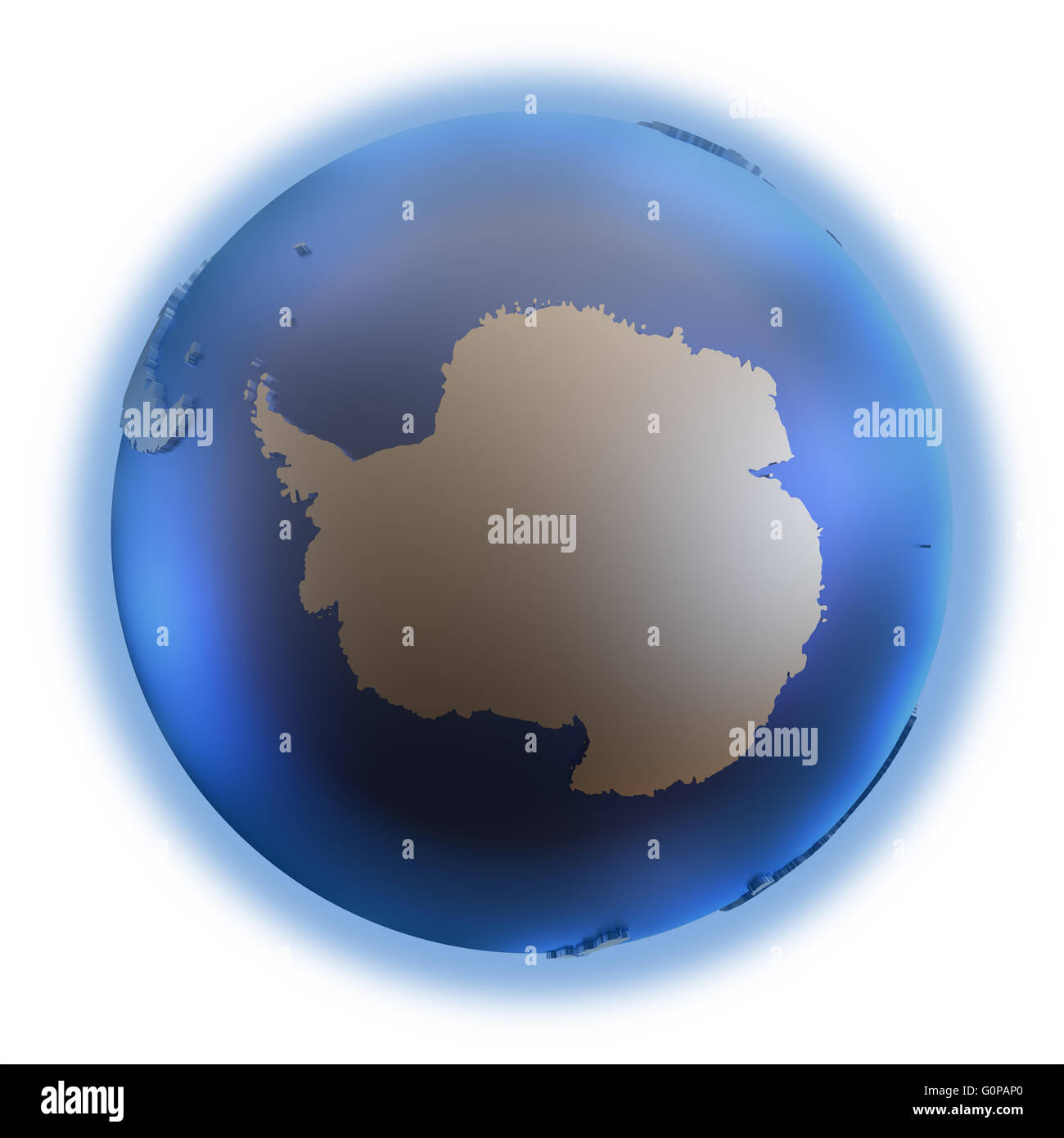 Antarctica on elegant metallic model of planet Earth with blue ocean ...