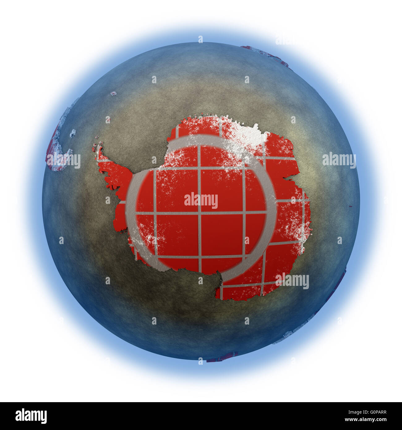 Antarctica on brick wall model of planet Earth with continents made of ...