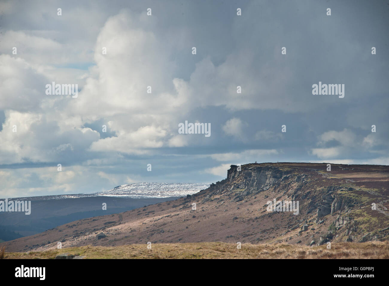 Stanage, stanage edge, peak district, gritstone, climbing, bouldering, high peak, south Yorkshire, grindstones, rock, geology Stock Photo