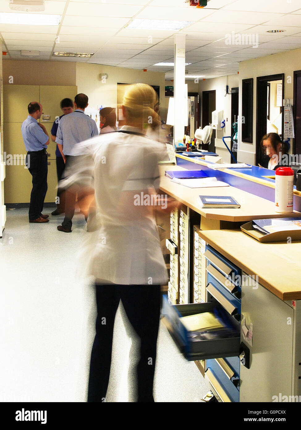 Ward reception in a busy general hospital Stock Photo