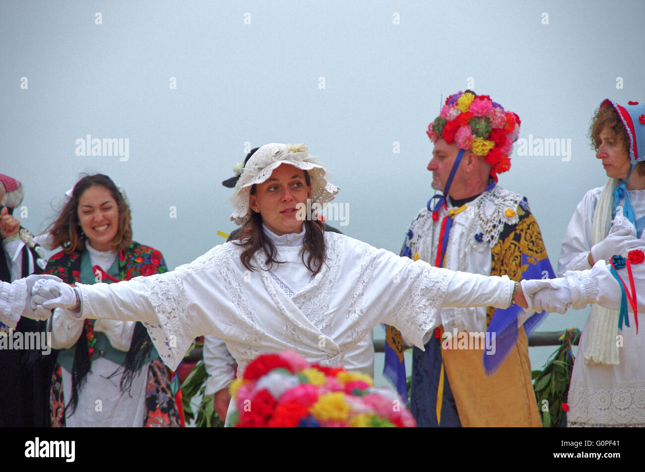 Hastings, East Sussex, UK. 2nd May 2016. The Hastings Jack in the Green festival is a traditional British May Day celebration marking the end of winter and the start of spring, centering on the mysterious figure of Jack in the Green from English folklore and involving Morris dancers and a bizarre costume parade. Credit:  Denis McWilliams/Alamy Live News Stock Photo