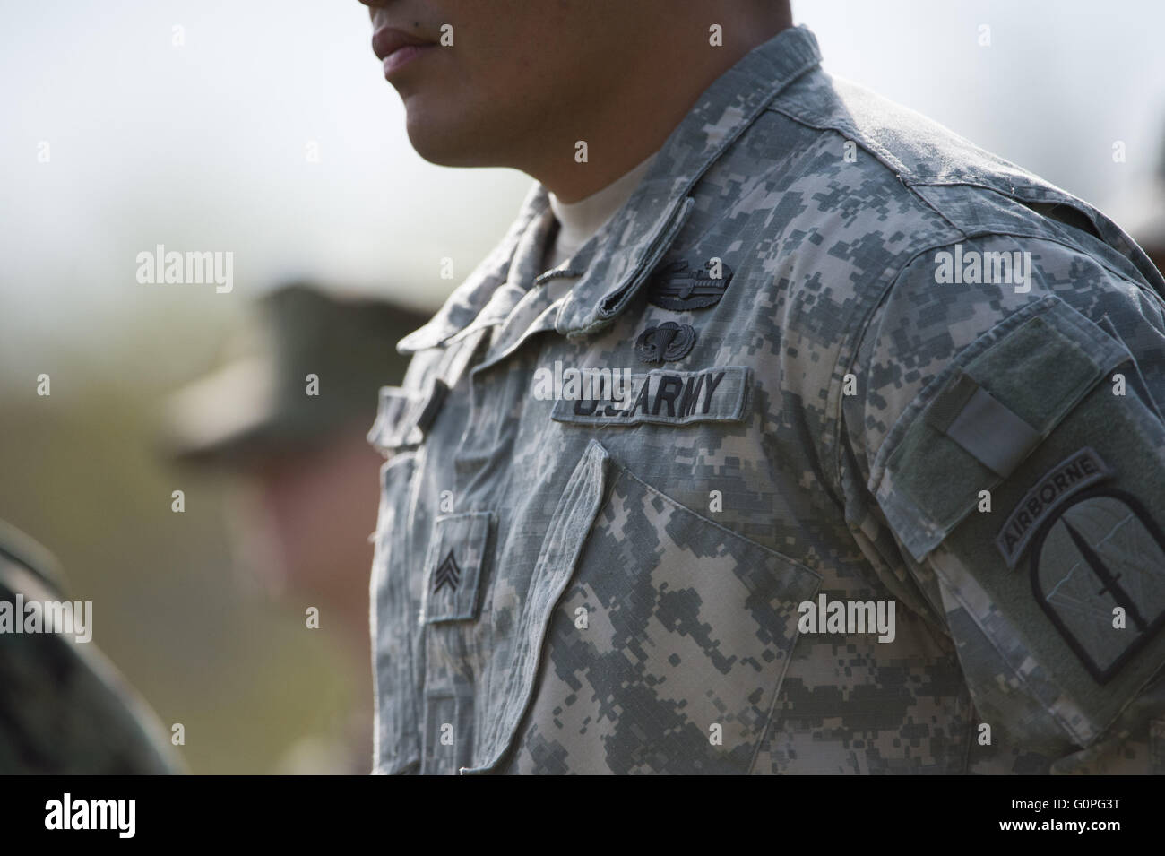 Stuttgart, Germany. 03rd May, 2016. A soldier of the U.S. Army pictured during the change in command at the United States European Command (EUCOM), at the Patch Barracks in Stuttgart, Germany, 03 May 2016. Photo: MARIJAN MURAT/dpa/Alamy Live News Stock Photo