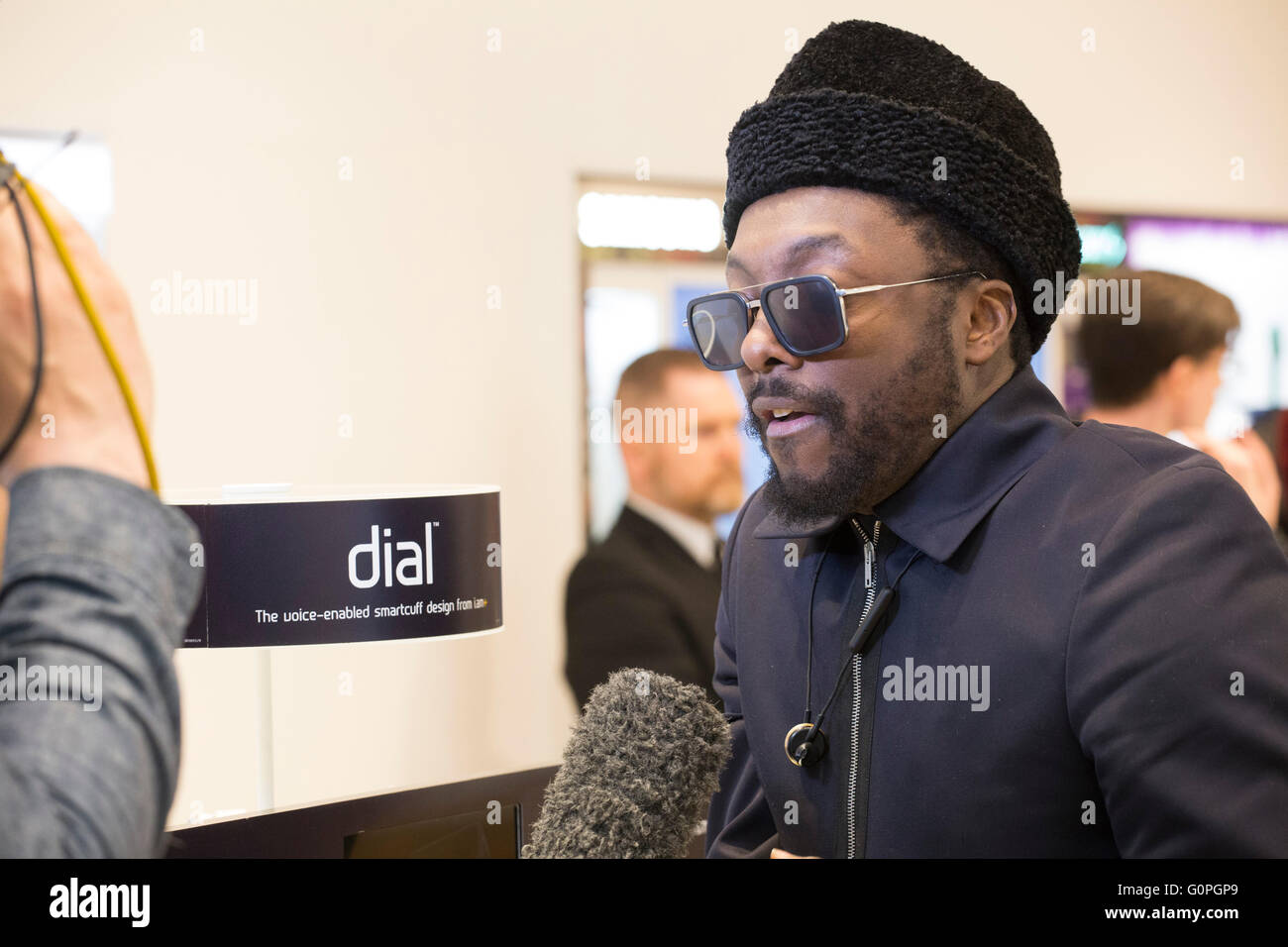 Will I Am at the launch of his new smart watch 'Dial' in Westfield shopping center, Stratford, London Stock Photo