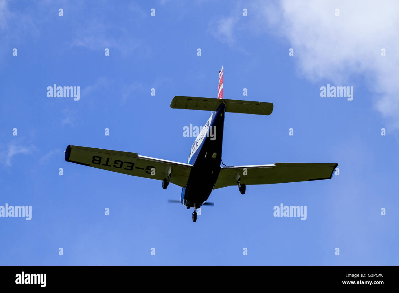Dundee, Tayside, Scotland, UK, May 3rd 2016. UK Weather: High winds in Dundee. Tayside Aviation pilots landing their aircraft without difficulty in blustery winds gusting up to 30mph at the Dundee Airport. Credit: Dundee Photographics / Alamy Live News Stock Photo
