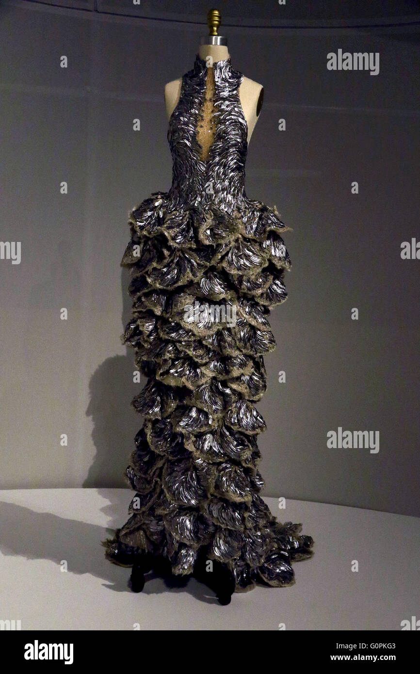 May 2, 2016 - New York, New York, U.S. - A view of a dress seen at the press preview for the Costume Institute's new exhibit 'Manus x Machina: Fashion in the Age of Technology' held at the Metropolitan Museum of Art. (Credit Image: © Nancy Kaszerman via ZUMA Wire) Stock Photo