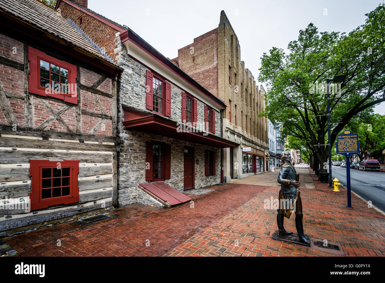 Historic buildings on Philadelphia Street, in York, Pennsylvania Stock