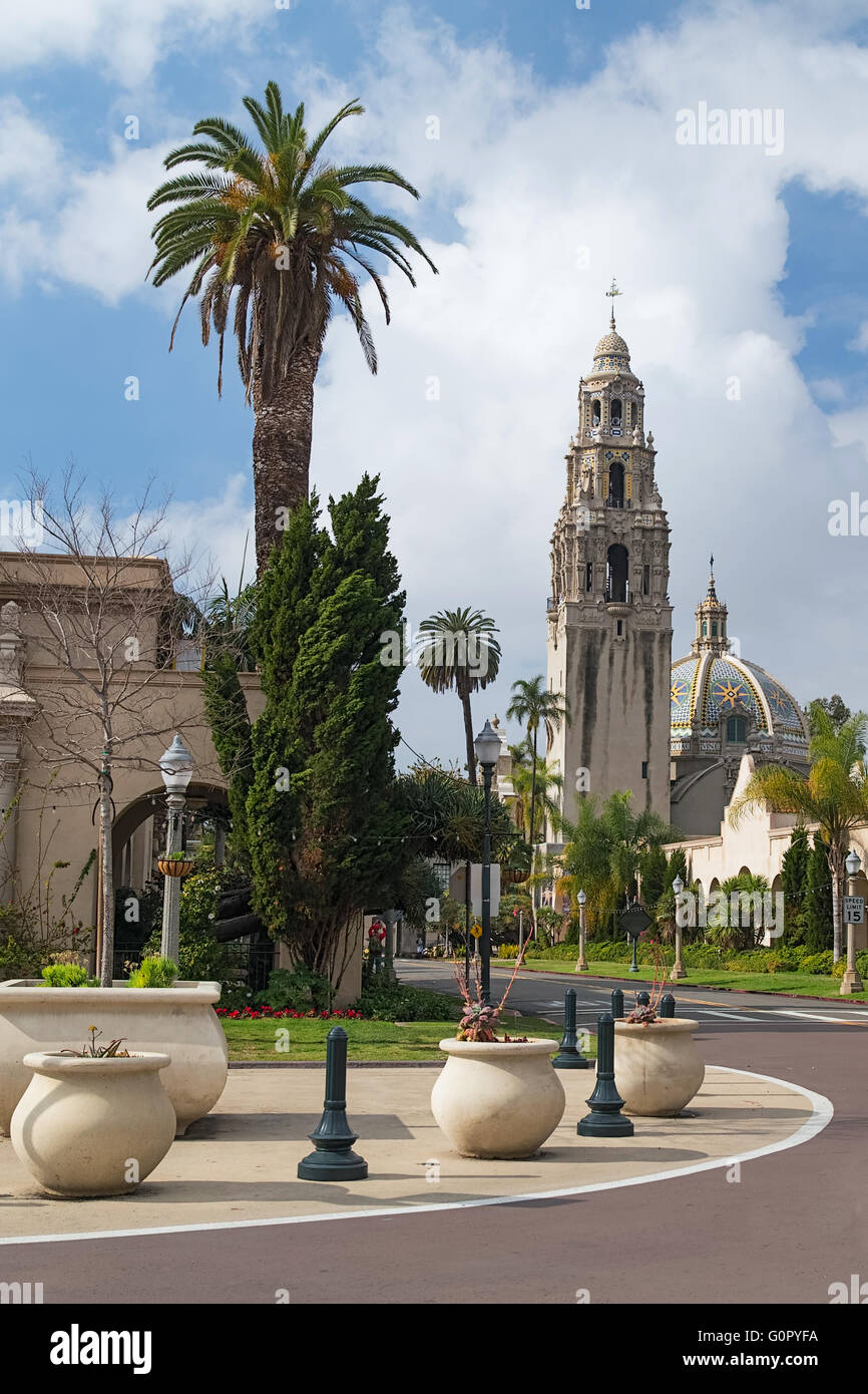 Tower of Museum of Man, El Prada, Balboa Park in San Diego Stock Photo