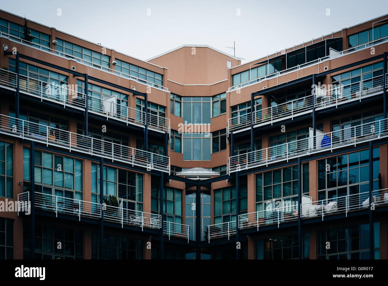 Modern apartment building in Canton, Baltimore, Maryland Stock Photo
