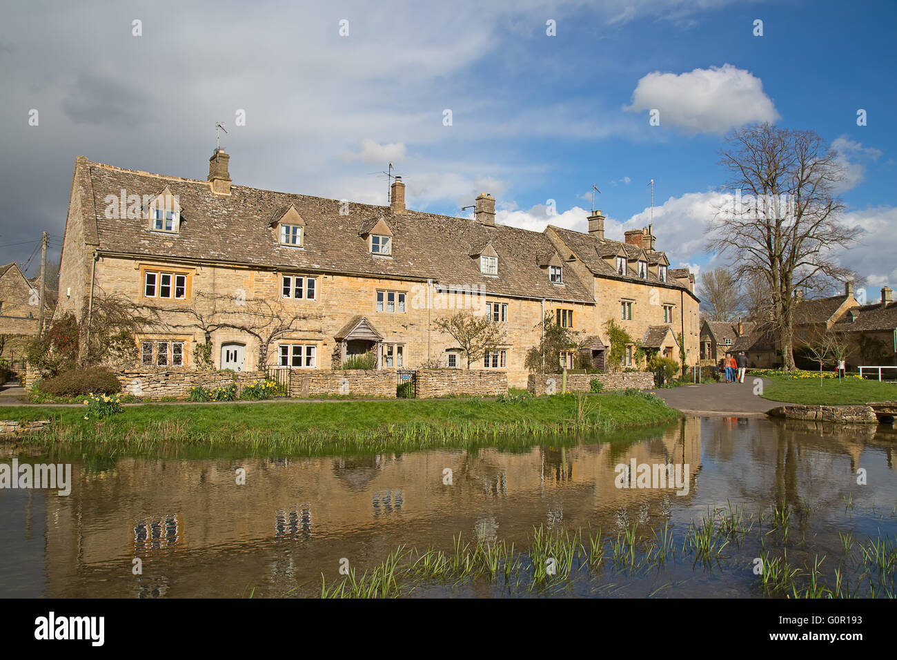 Ancient village 'Lower Slaughter' in the Cotswolds region Stock Photo