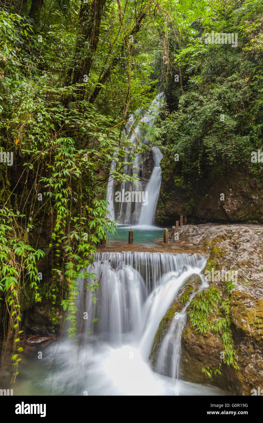 Beautiful View Of Waterfall In Qingcheng Back Mountain Near - 