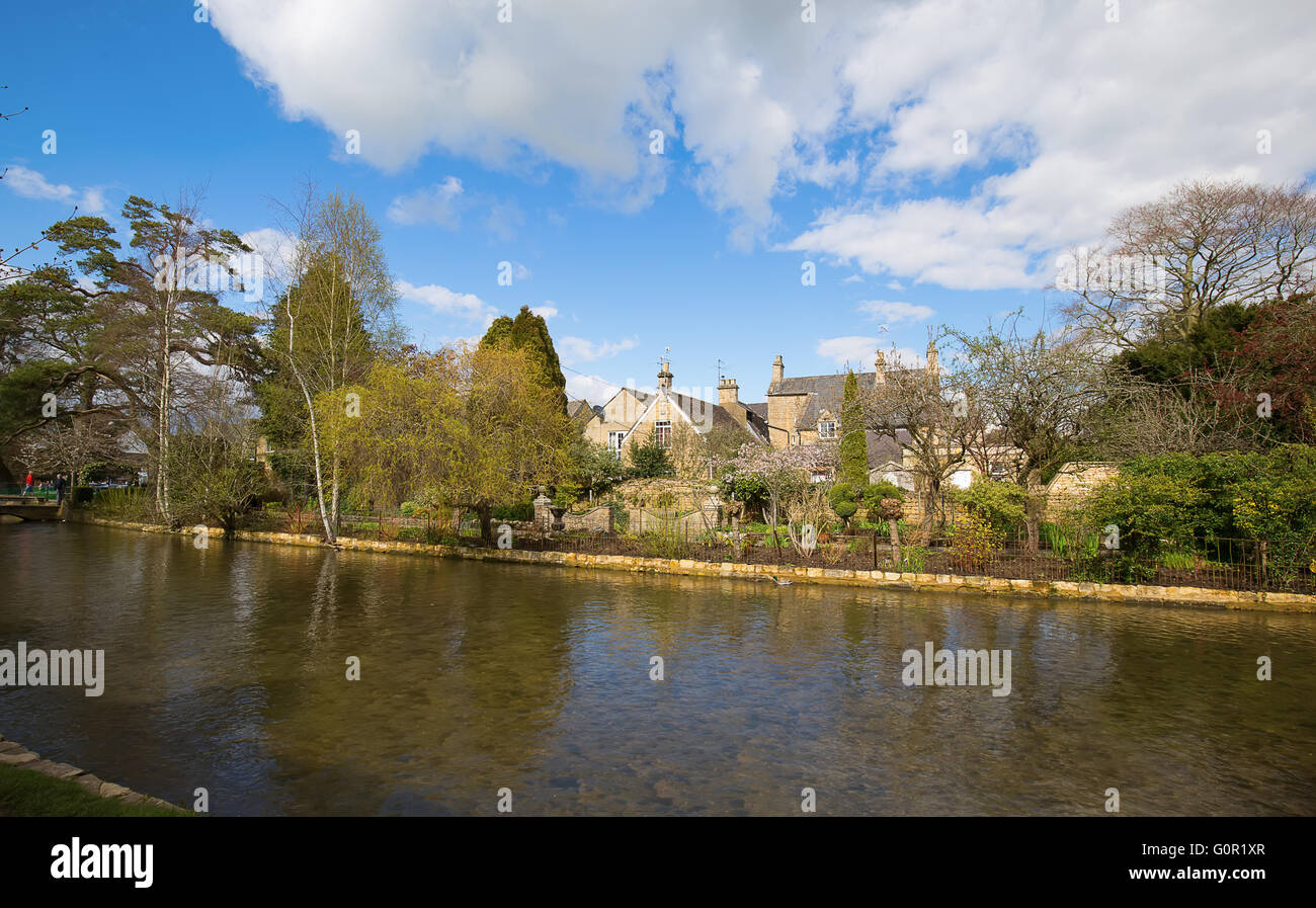 Ancient village "Bourton On The Water" in the Cotswolds region Stock