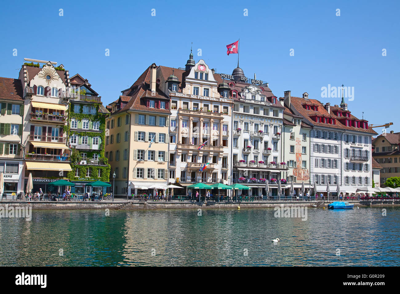 LUZERN - JUNE 8: View of historical center of the Luzern city on June 8 ...