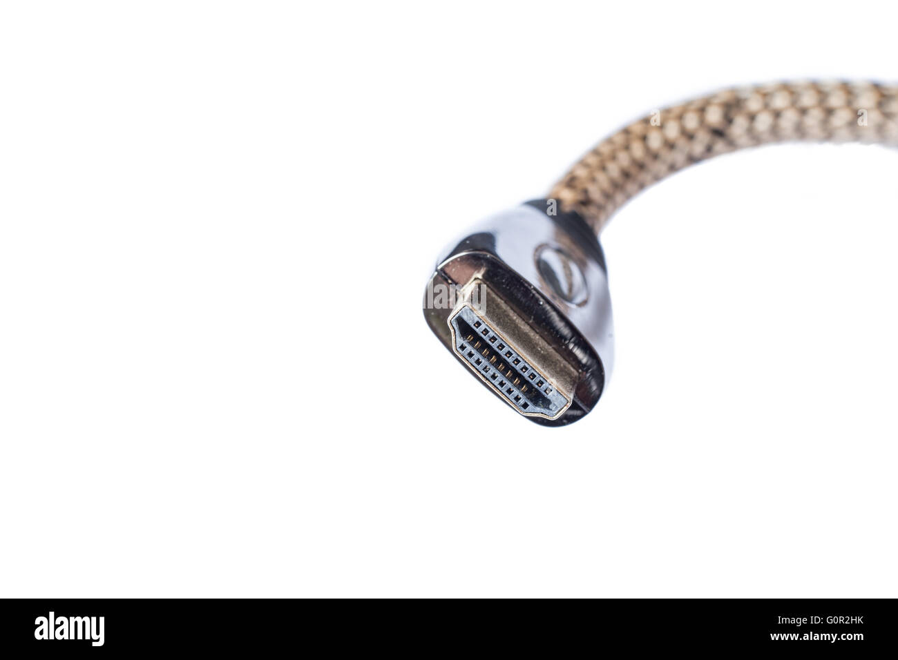 Close up view of HDMI connector isolated in white background Stock Photo