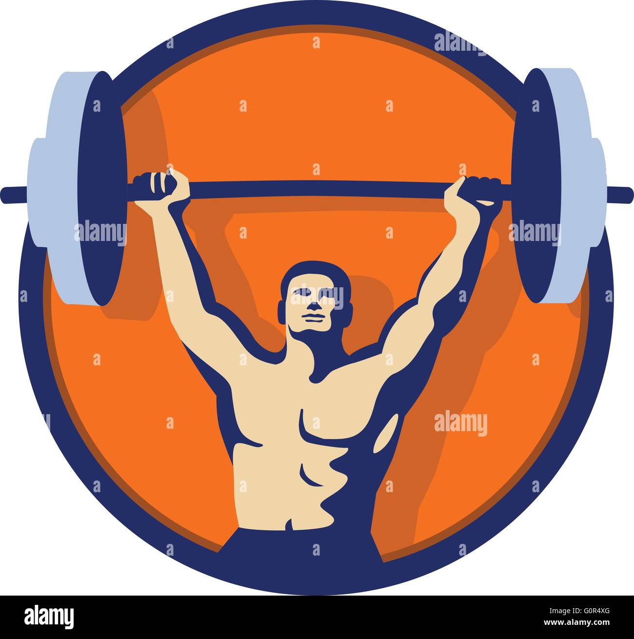 Illustration of a weightlifter lifting barbell weights with both hands