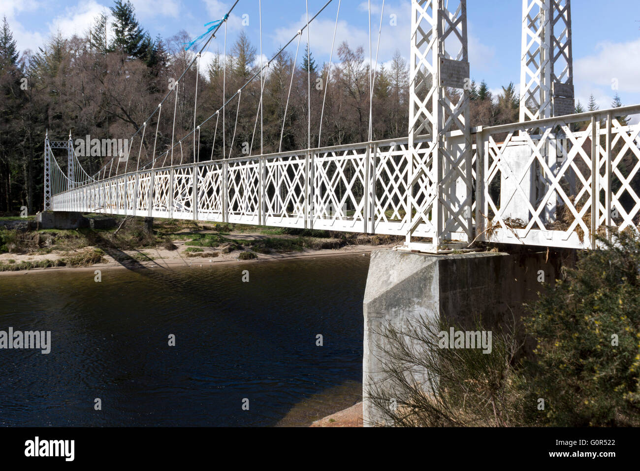 The Cambus O'May Bridge over the River Dee, between Ballater and Braemar, in Aberdeenshire, Scotland Stock Photo