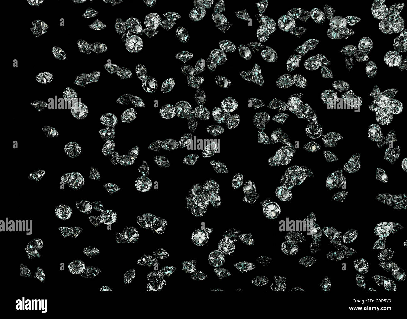 Diamonds on black background with space for your text. 3D rendering ...