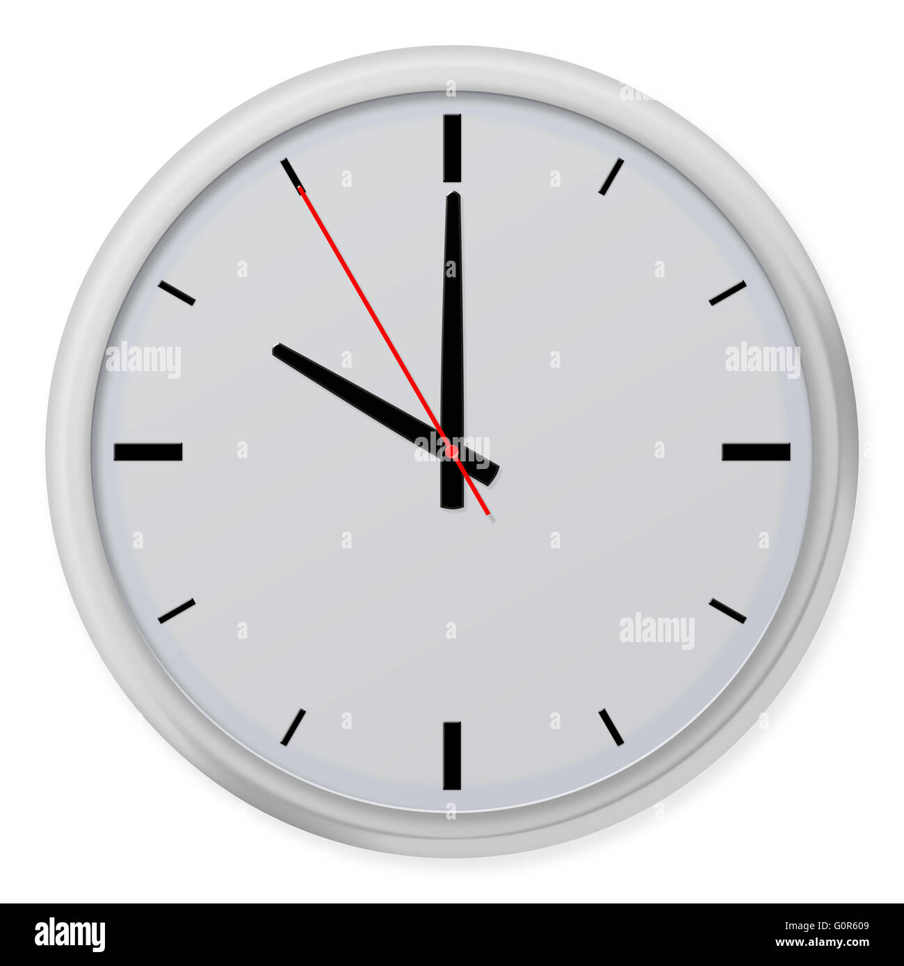 Clock without numbers with shadows isolated on white background Stock