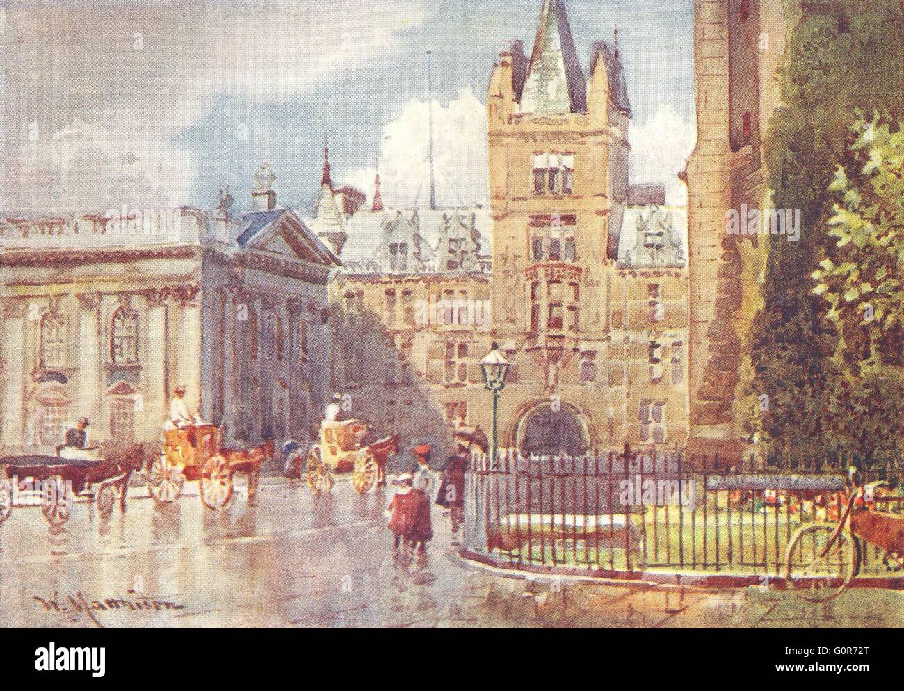 CAMBRIDGE: Caius College & Senate House, antique print 1907 Stock Photo