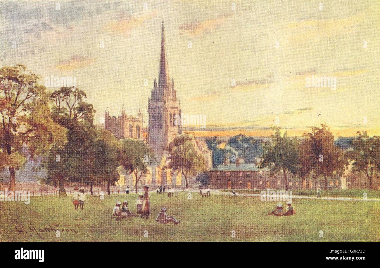 CAMBRIDGE: Parker's Piece, antique print 1907 Stock Photo