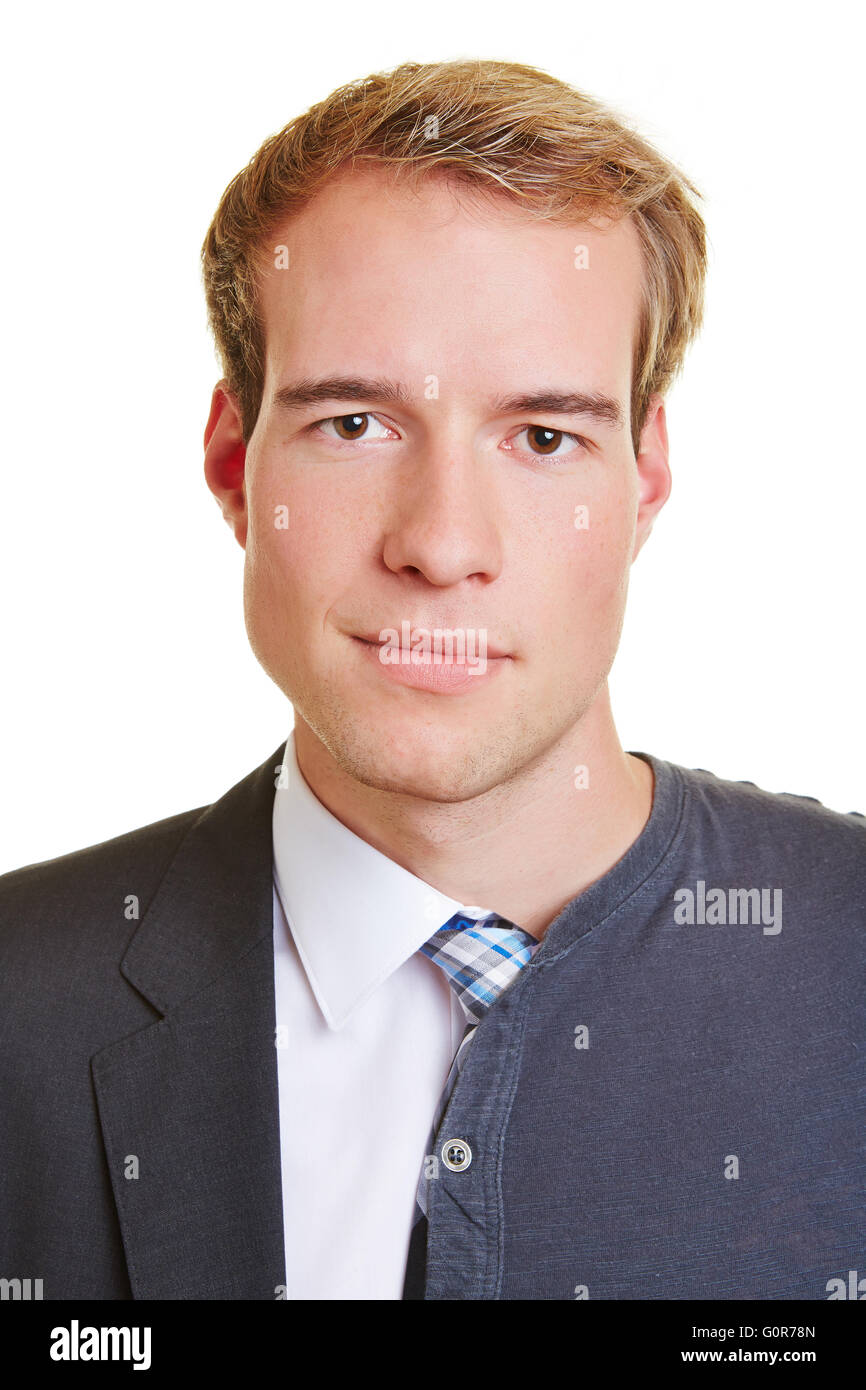 Young business man half with suit and tie and half with casual clothing Stock Photo