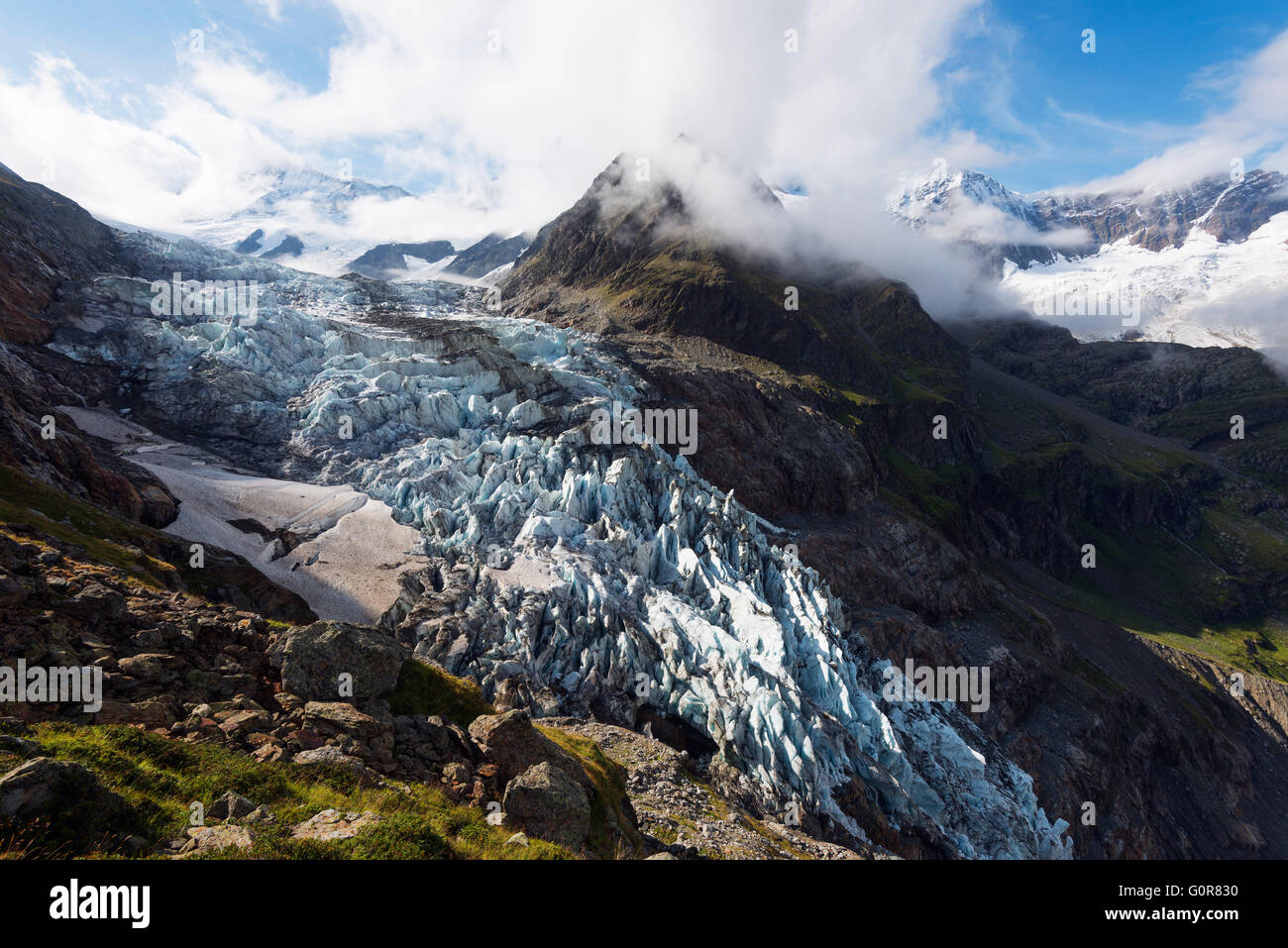 Europe, Switzerland, Bernese Oberland, Interlaken, Gletscher galcier above Grindelwald Stock Photo
