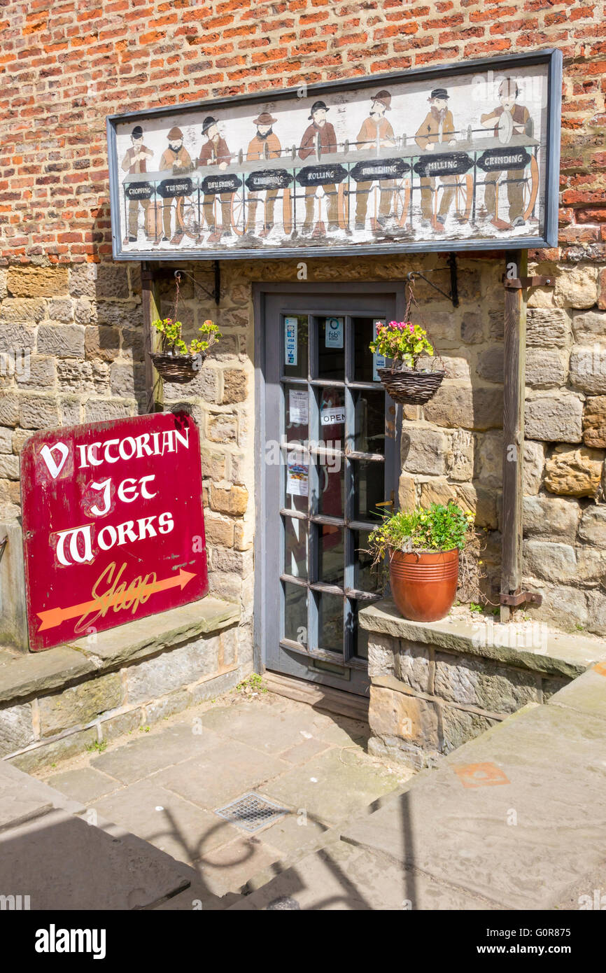 Entrance to the Whitby Victoria Jet Works Heritage Centre museum and shop in Church Street Whitby North Yorkshire Stock Photo