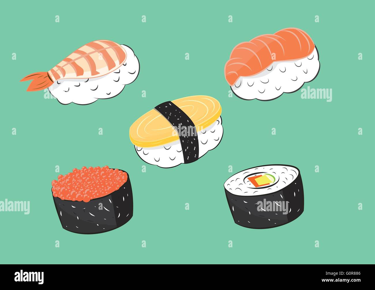 vector illustration of Japanese food sushi set. eps 10 Stock Vector ...