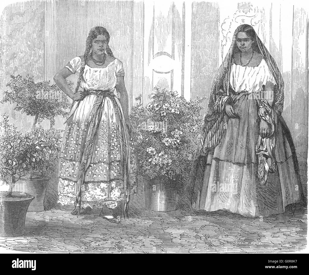 MEXICO: Mexican Women of Lower Classes, antique print c1880 Stock Photo