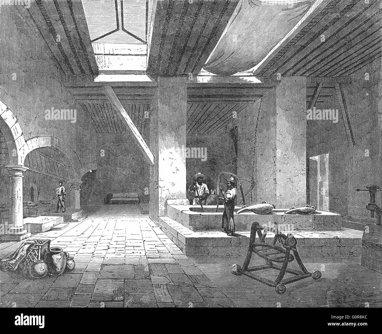 MEXICO: Smelting Works at Chihuahua, antique print c1880 Stock Photo