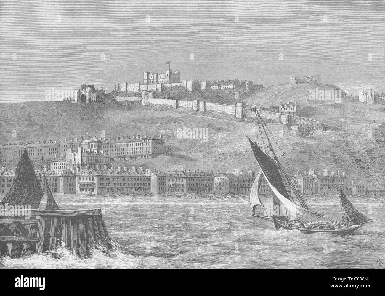 KENT: Dover from the Sea, antique print 1898 Stock Photo