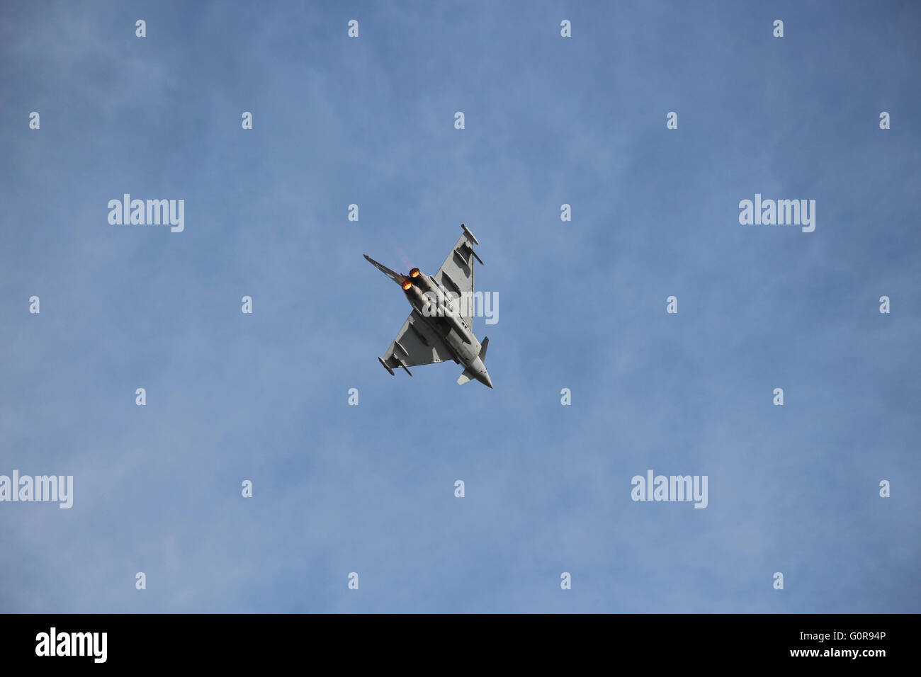 The Eurofighter Typhoon completing a display against a blue sky Stock Photo