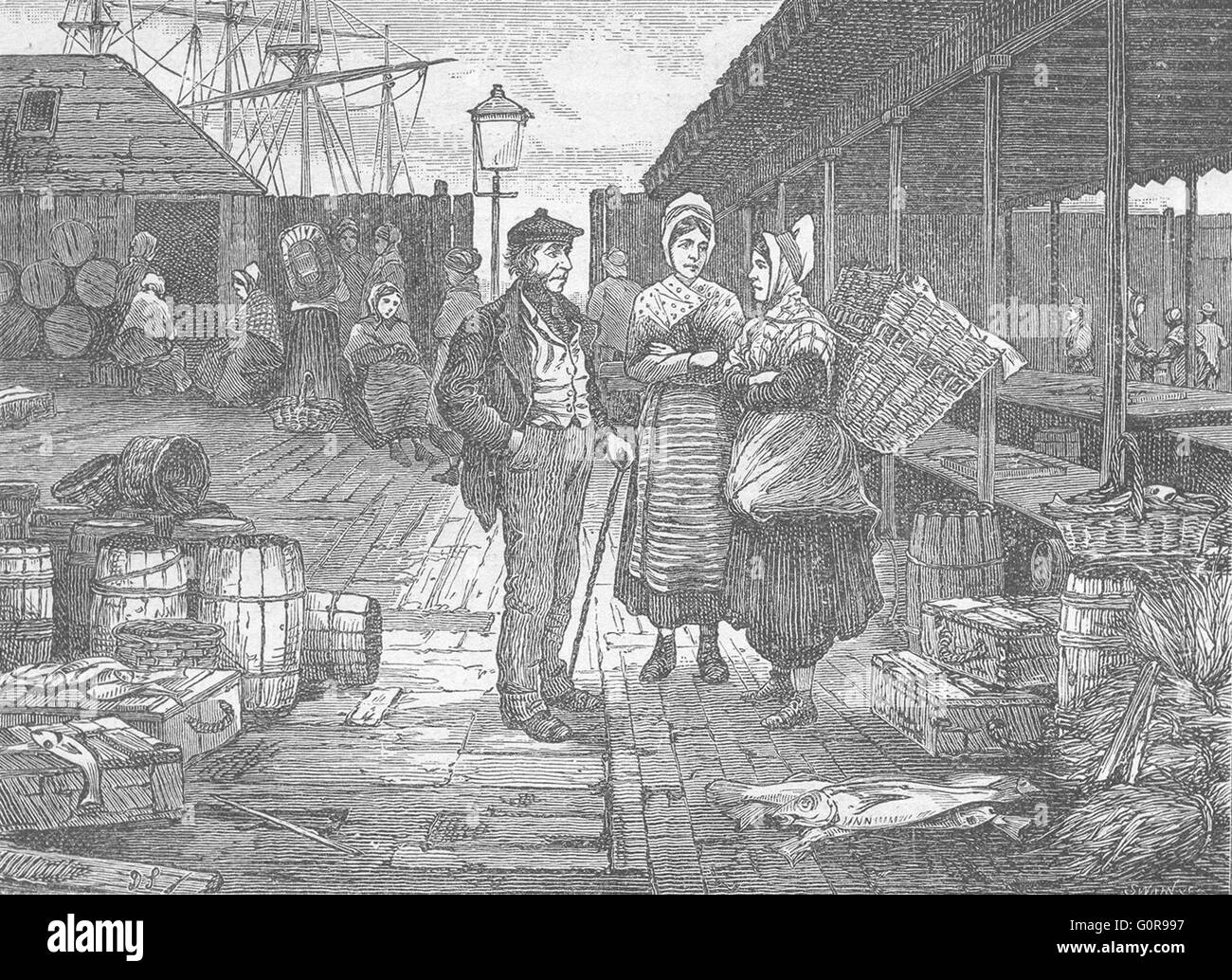 SCOTLAND Aberdeen Fish Market, antique print 1898 Stock Photo Alamy