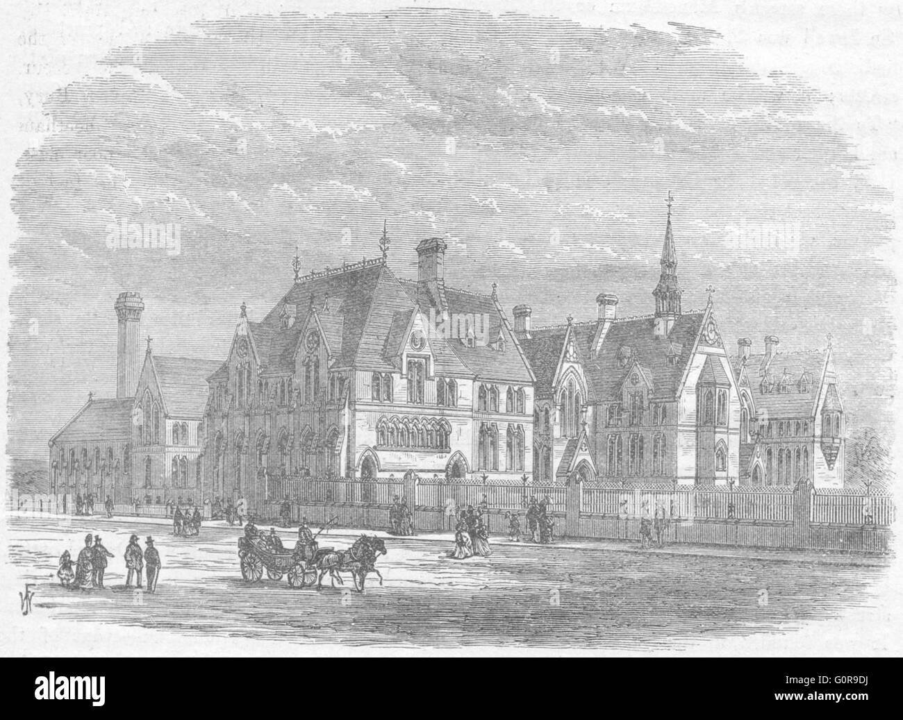 LANCS: Manchester: Owens College, antique print 1898 Stock Photo