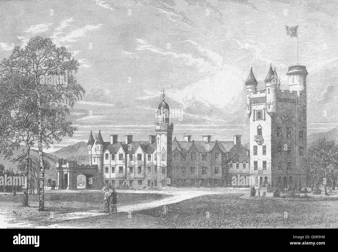 SCOTLAND: Balmoral Castle, antique print 1898 Stock Photo