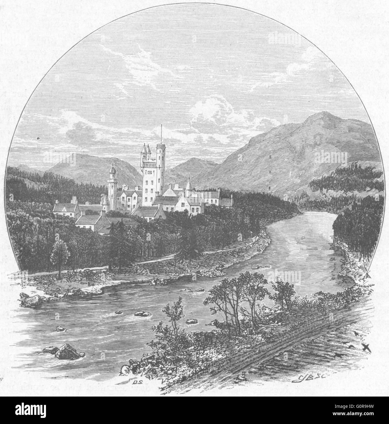 SCOTLAND Balmoral Castle, road, antique print 1898 Stock Photo Alamy