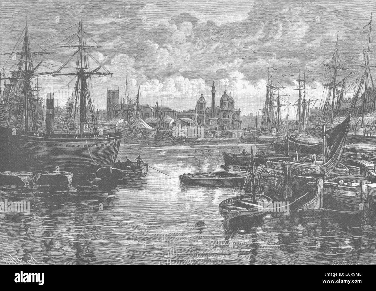 YORKS: Hull: docks, antique print 1898 Stock Photo