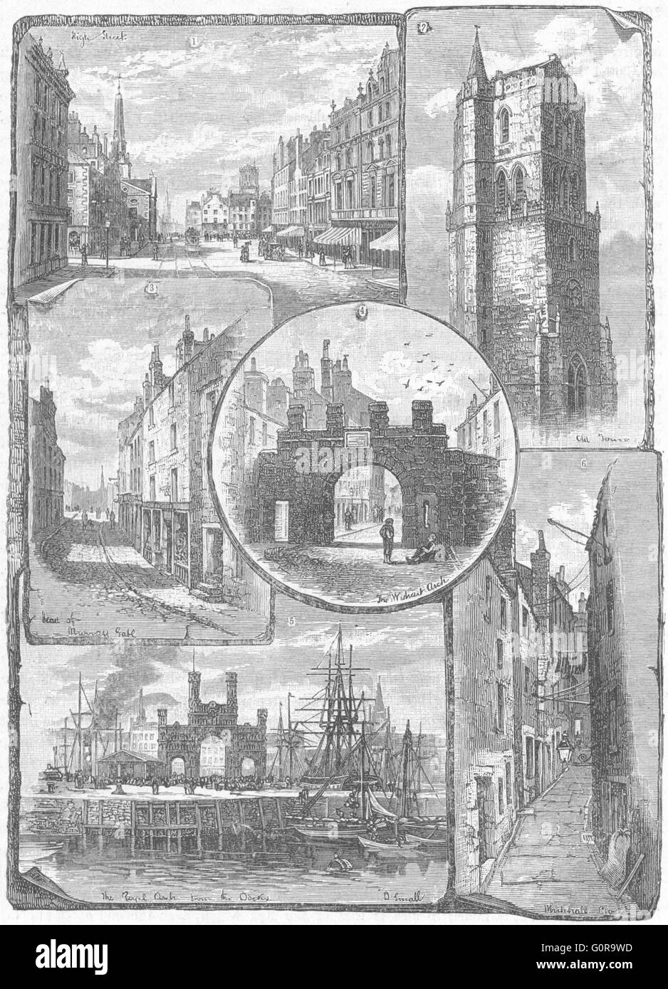 DUNDEE: Murray Gate; Wishart; Royal; Whitehall Close, antique print 1898 Stock Photo