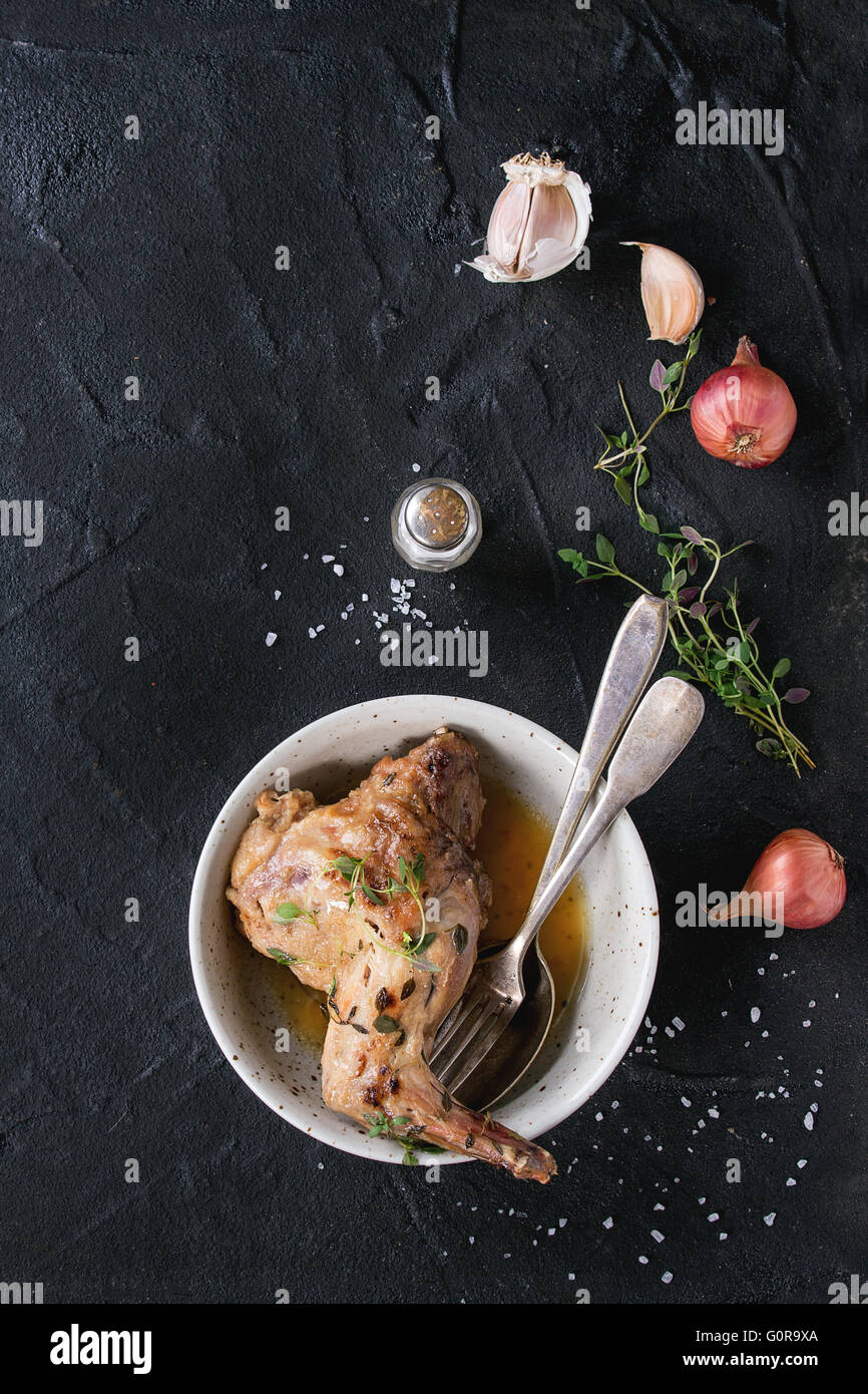 Stewed rabbit with vegetables Stock Photo - Alamy