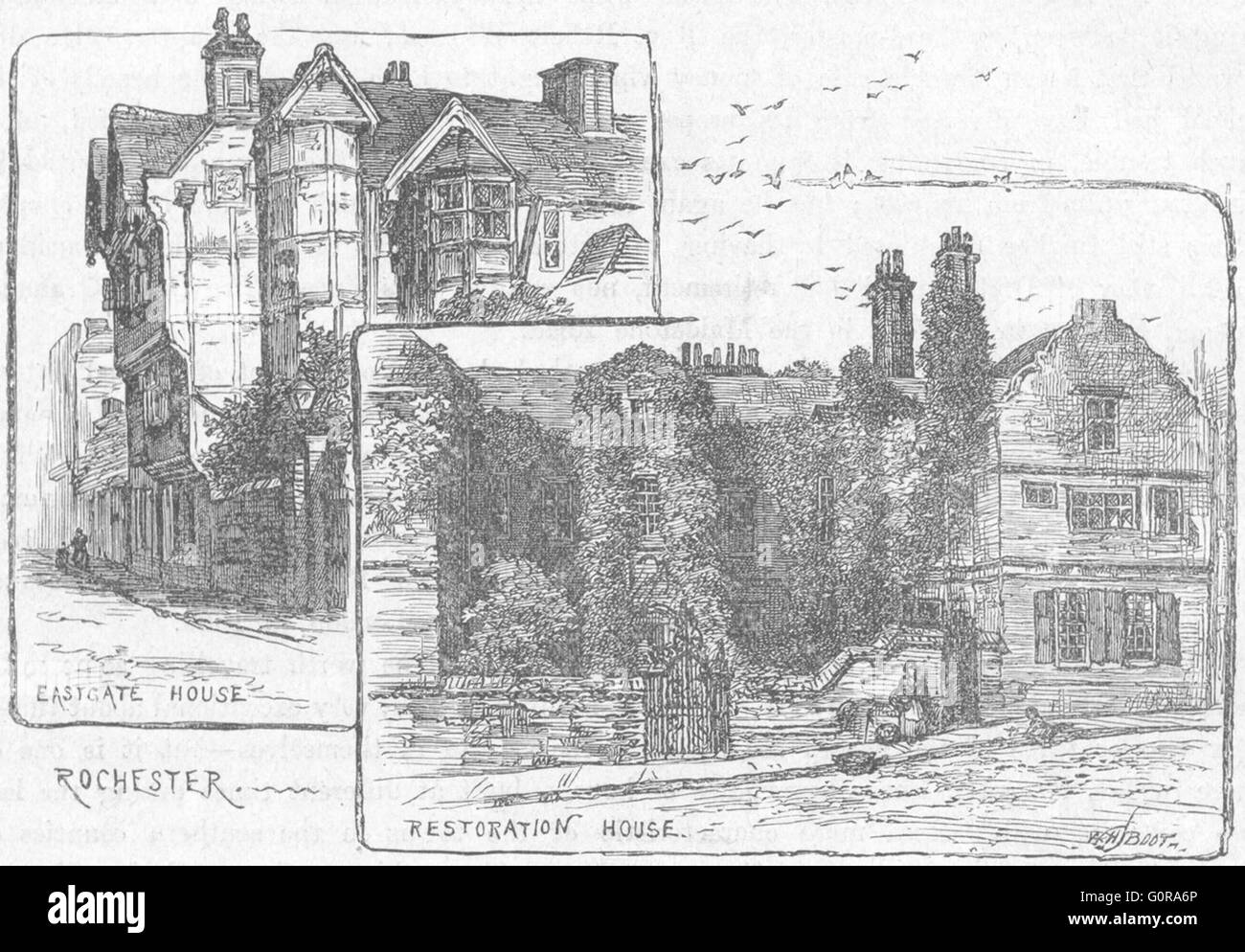 KENT: Rochester: Eastgate House; Restoration, antique print 1898 Stock Photo