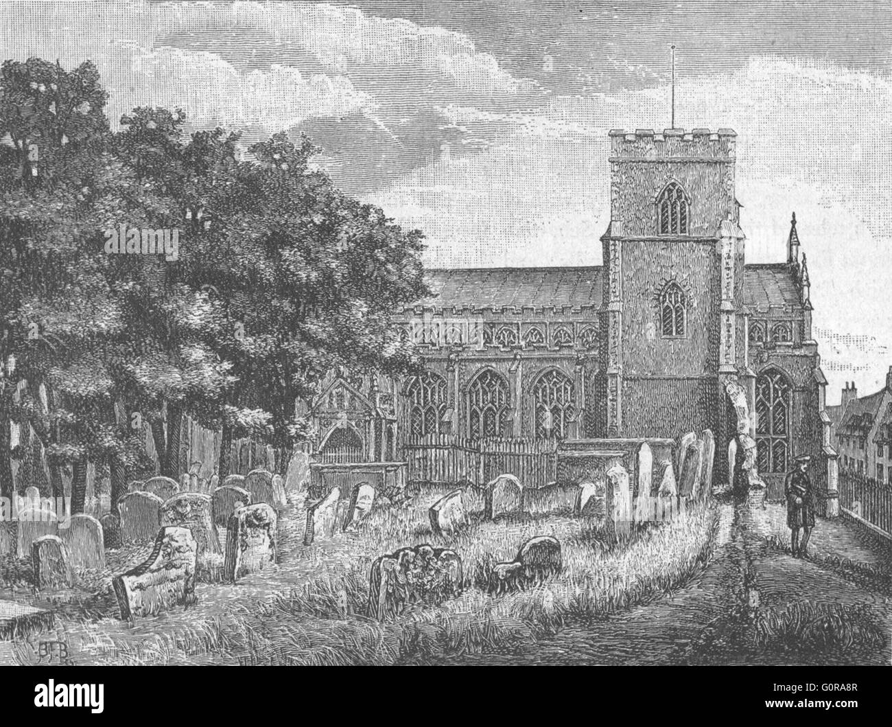 SUFFOLK: Bury St Edmunds: Mary's Church, antique print 1898 Stock Photo