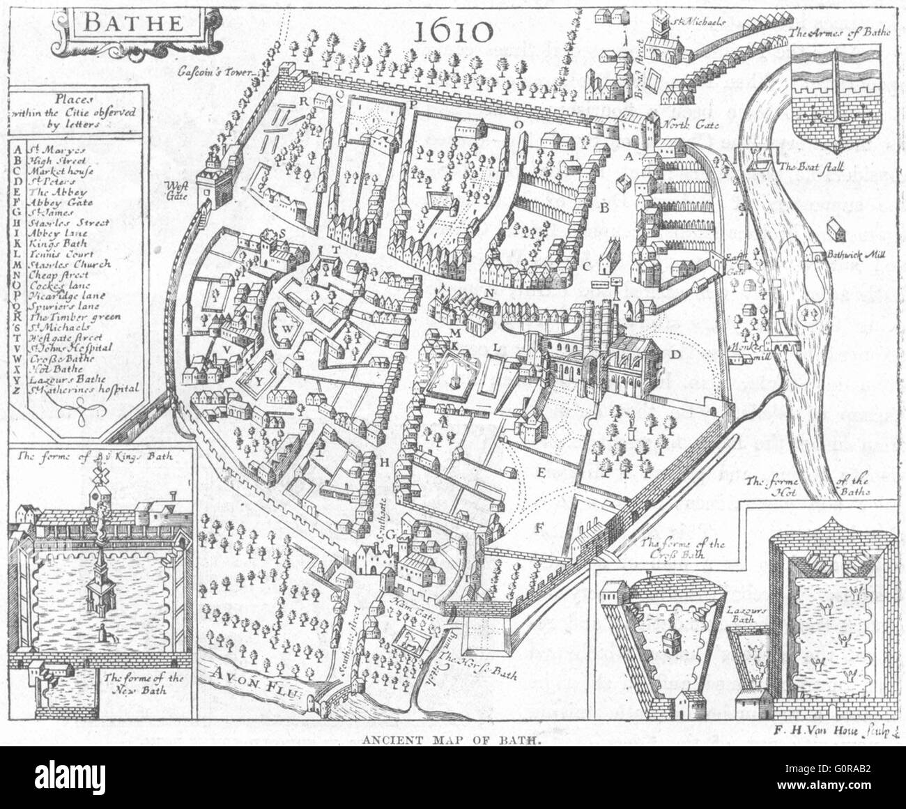 SOMT: Bath: old Map(permit Levis Son), 1898 Stock Photo