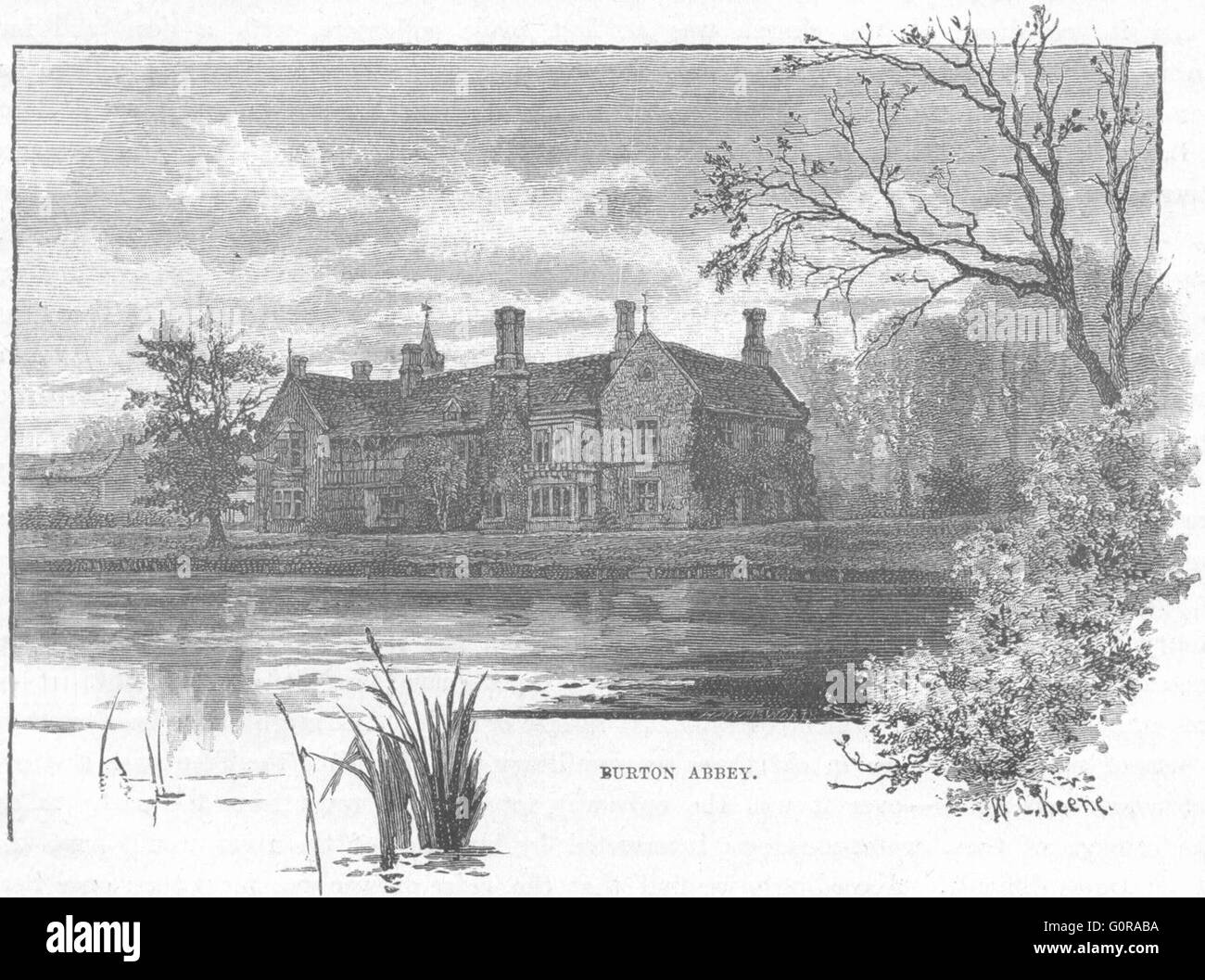 STAFFS: Burton Abbey, antique print 1898 Stock Photo - Alamy