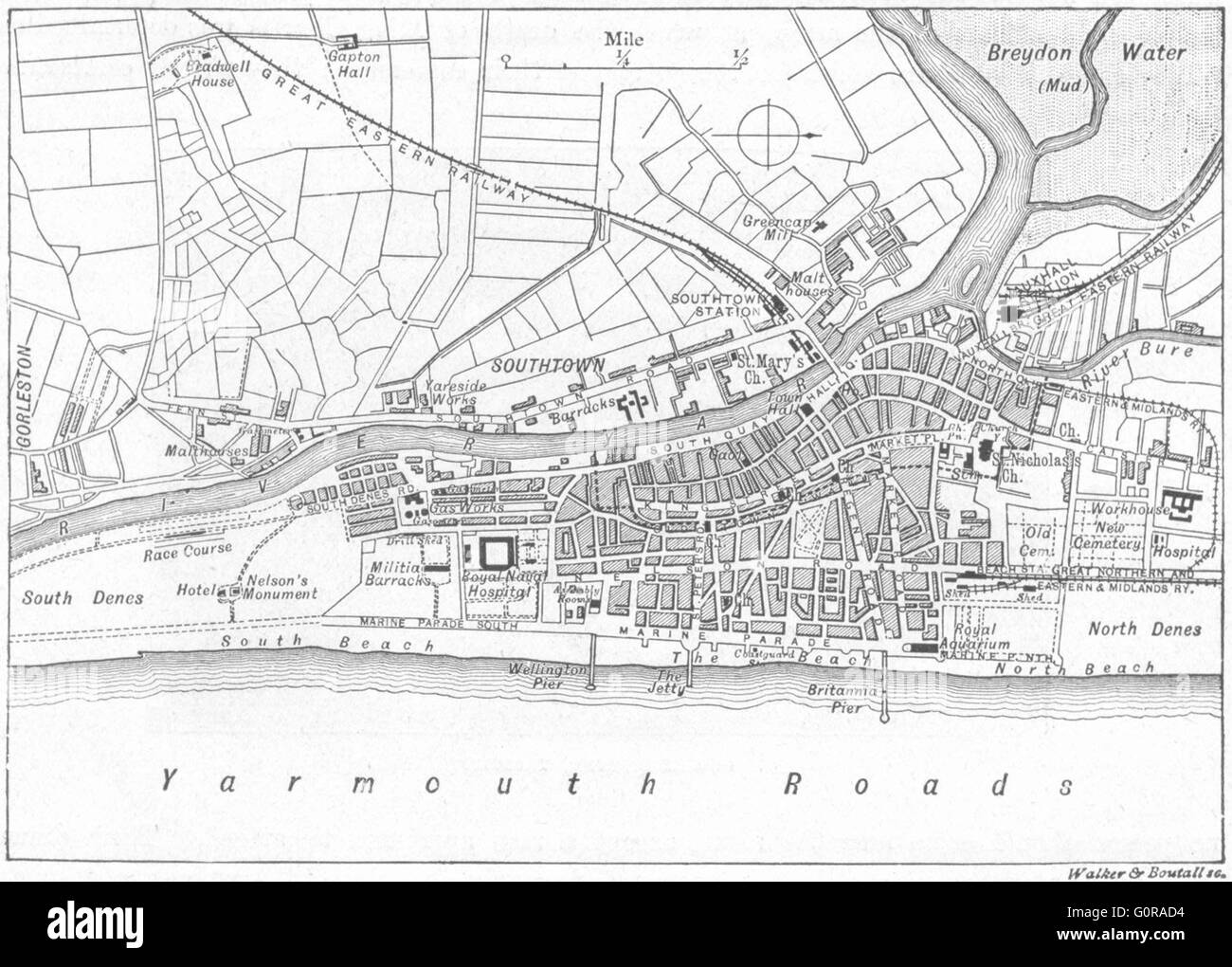 NORFOLK Great Yarmouth, sketch map, 1898 Stock Photo Alamy