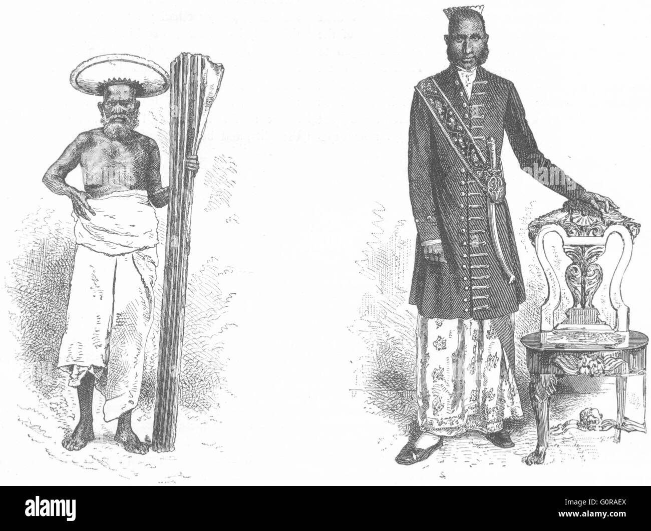 SRI LANKA: Sinhalese Noble Kandy; Chief village, antique print 1880 Stock Photo