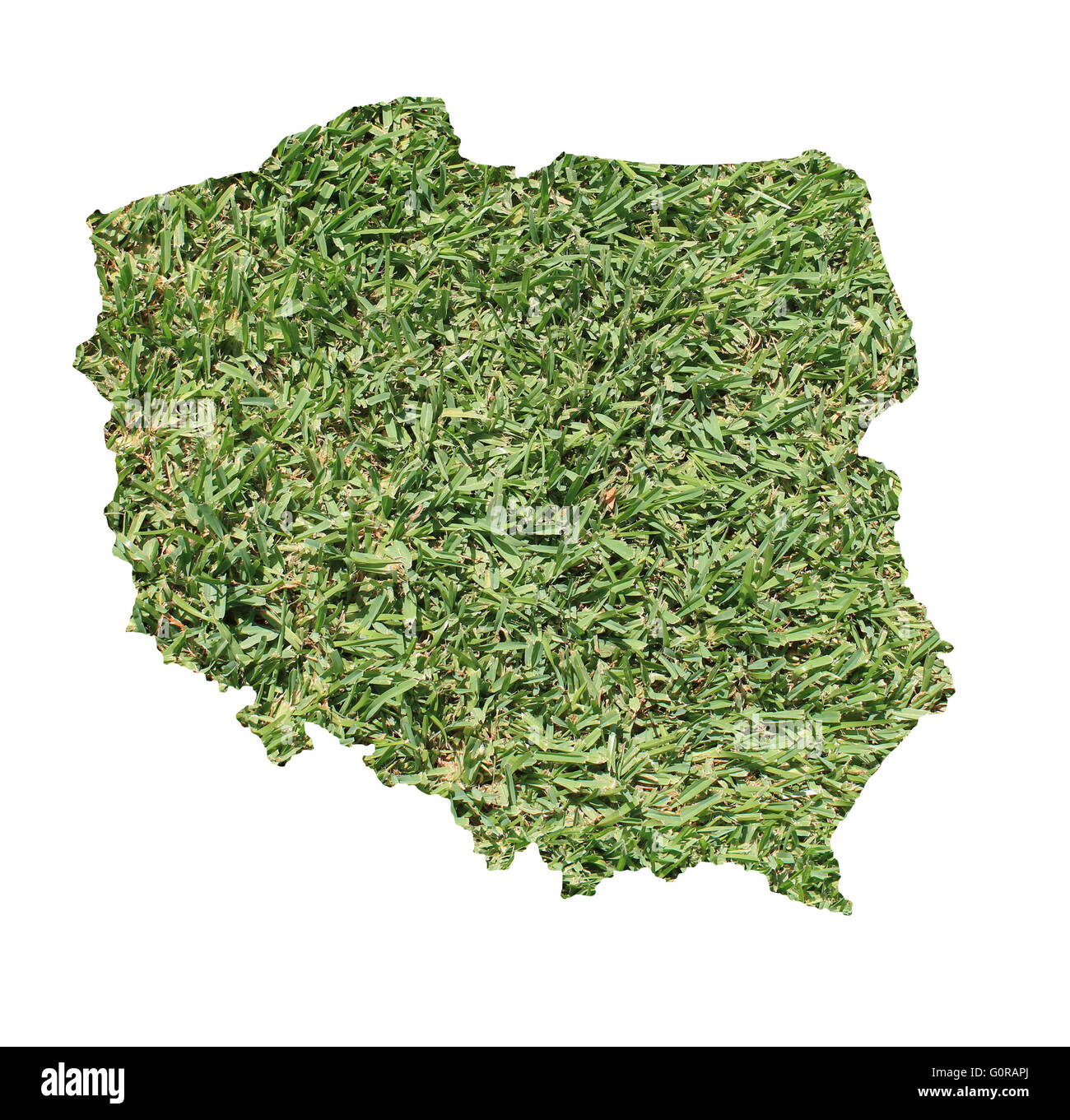Map of Poland filled with green grass, environmental and ecological concept. Stock Photo