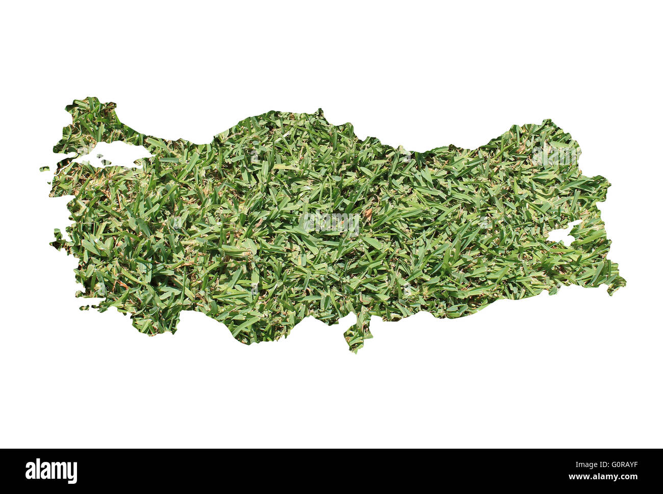 Map of Turkey filled with green grass, environmental and ecological concept. Stock Photo