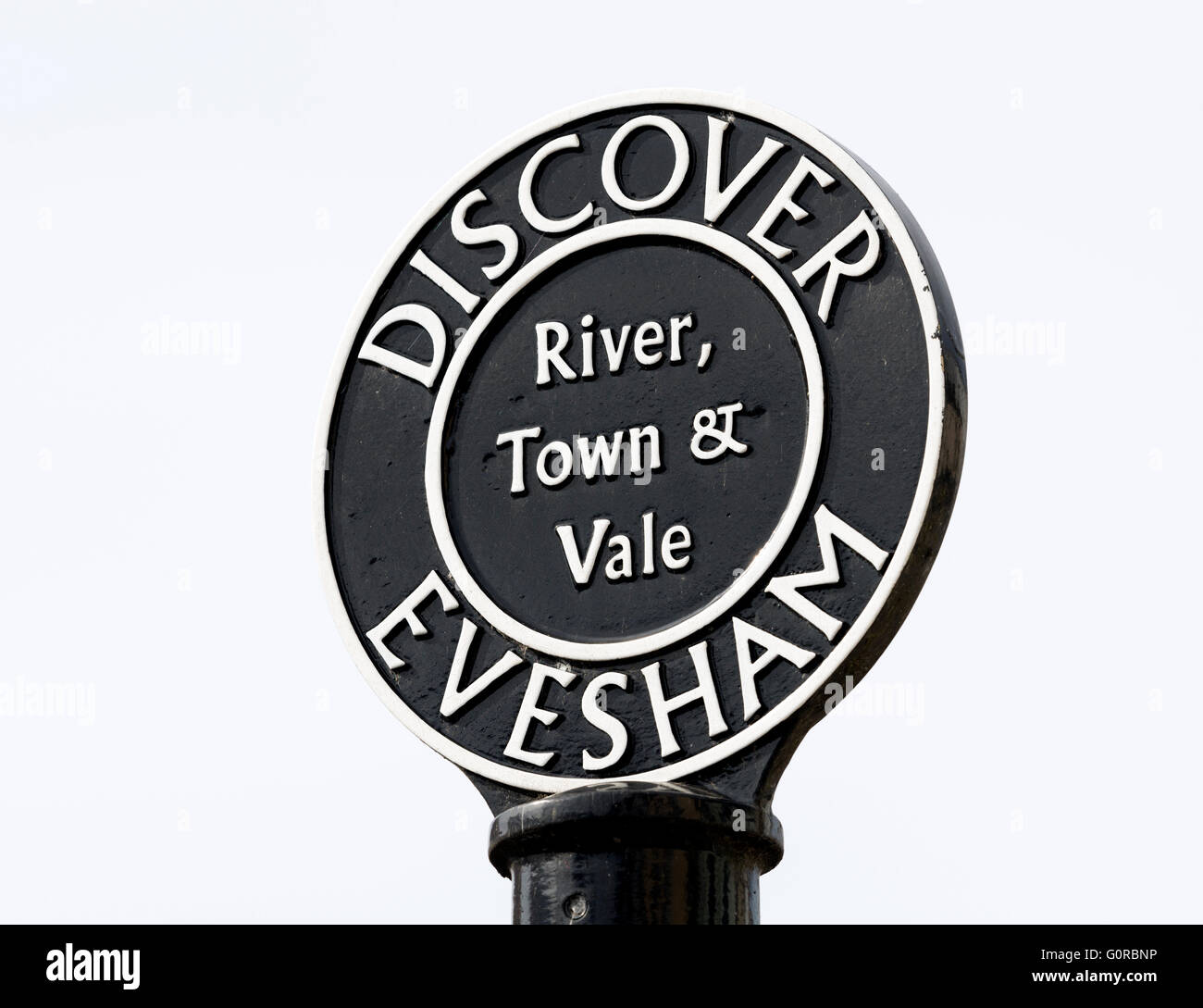 Discover Evesham sign, Evesham, Worcestershire, England, UK Stock Photo