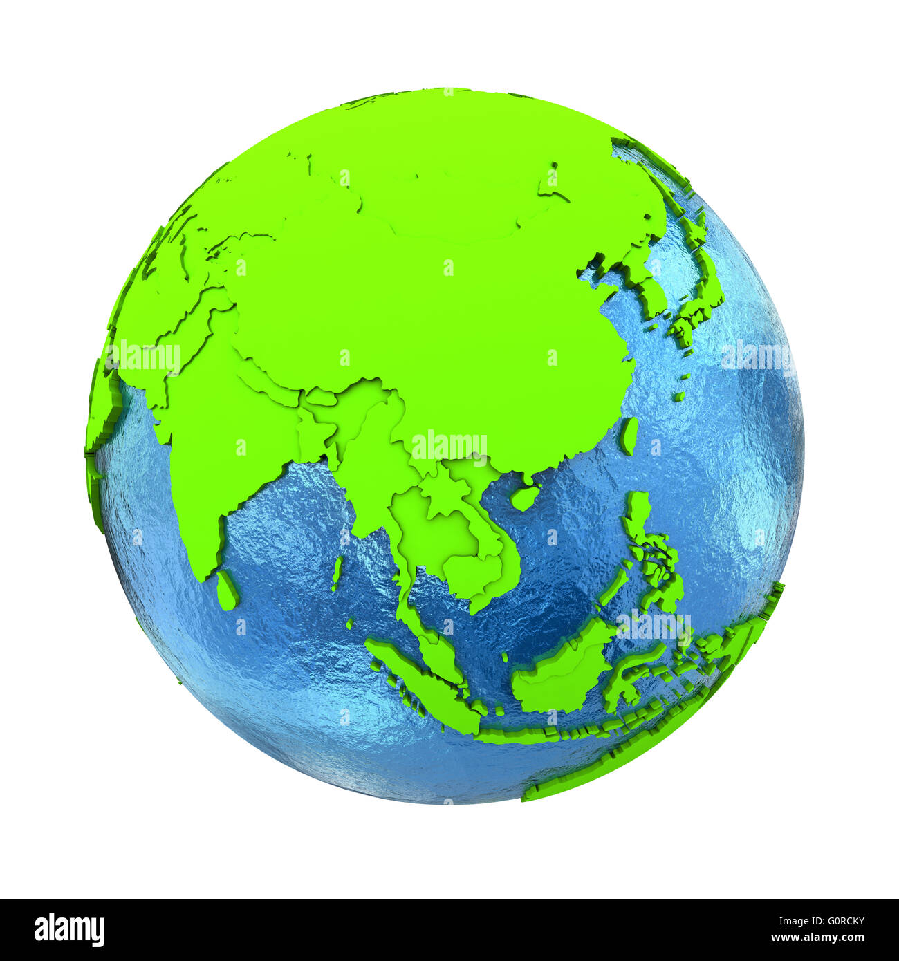 Southeast Asia on elegant green 3D model of planet Earth with realistic ...